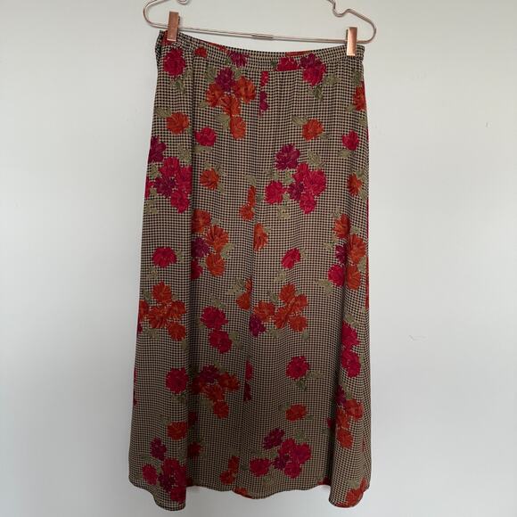 Vintage Womens Houndstooth Skirt Size 12 Midi Academia Preppy Old Money Citycore - Picture 7 of 7